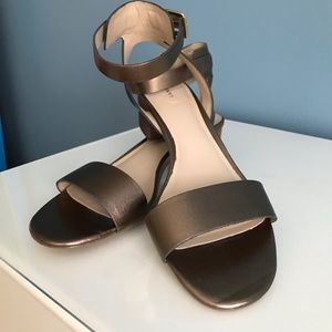 Lands End Metallic Brown Ankle Strap Sandals